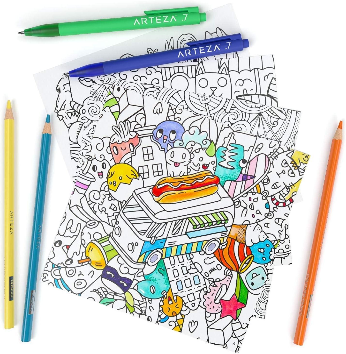imageARTEZA Adult Coloring Book Doodle Designs 72 Sheets 64x64 Inches Coloring Pages 100 lb Paper