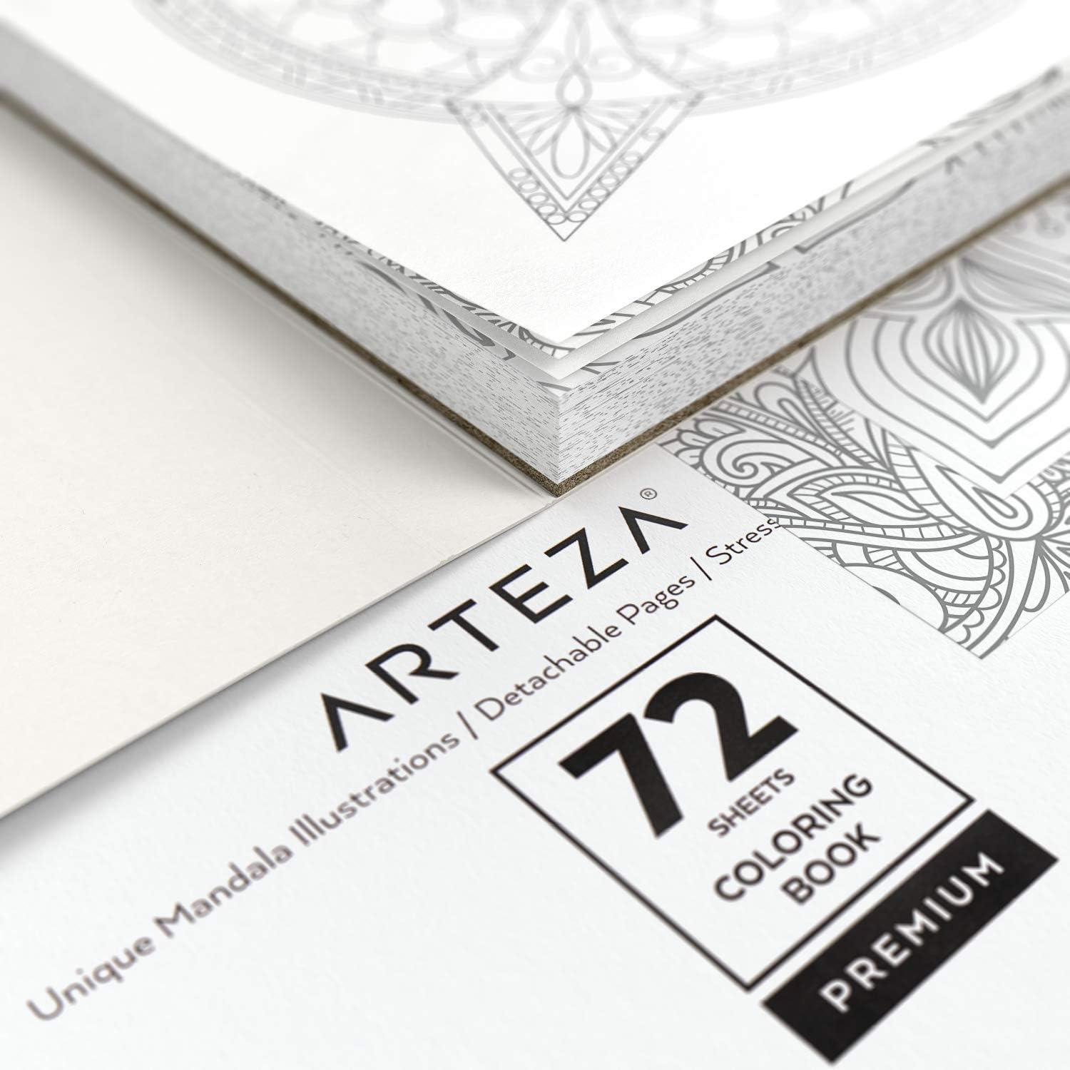 imageARTEZA Adult Coloring Book Mandala Designs 72 Sheets 64x64 Inches Coloring Pages 100 lb PaperMandala Illustrations