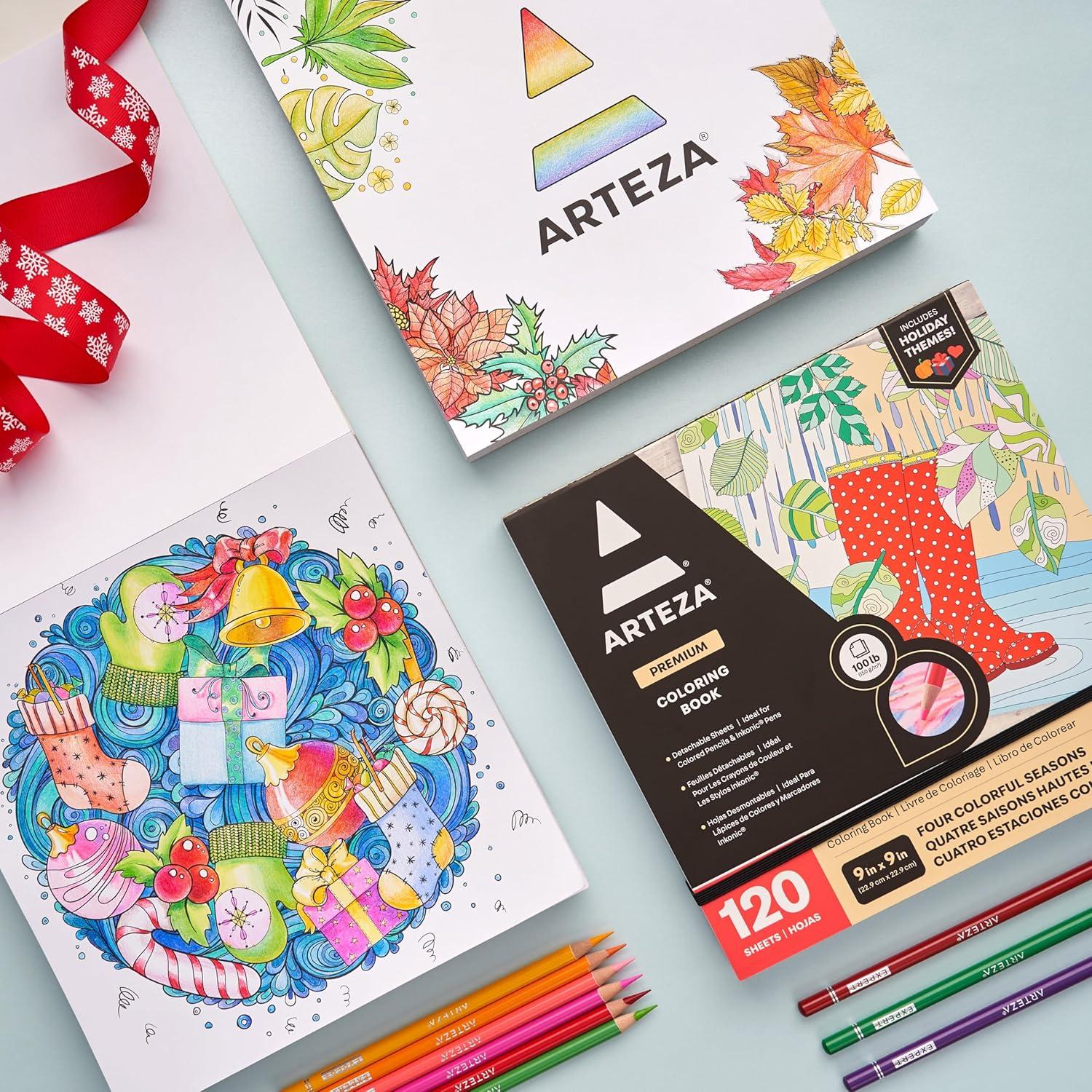 imageARTEZA Adult Coloring Book Mandala Designs 72 Sheets 64x64 Inches Coloring Pages 100 lb PaperWhite