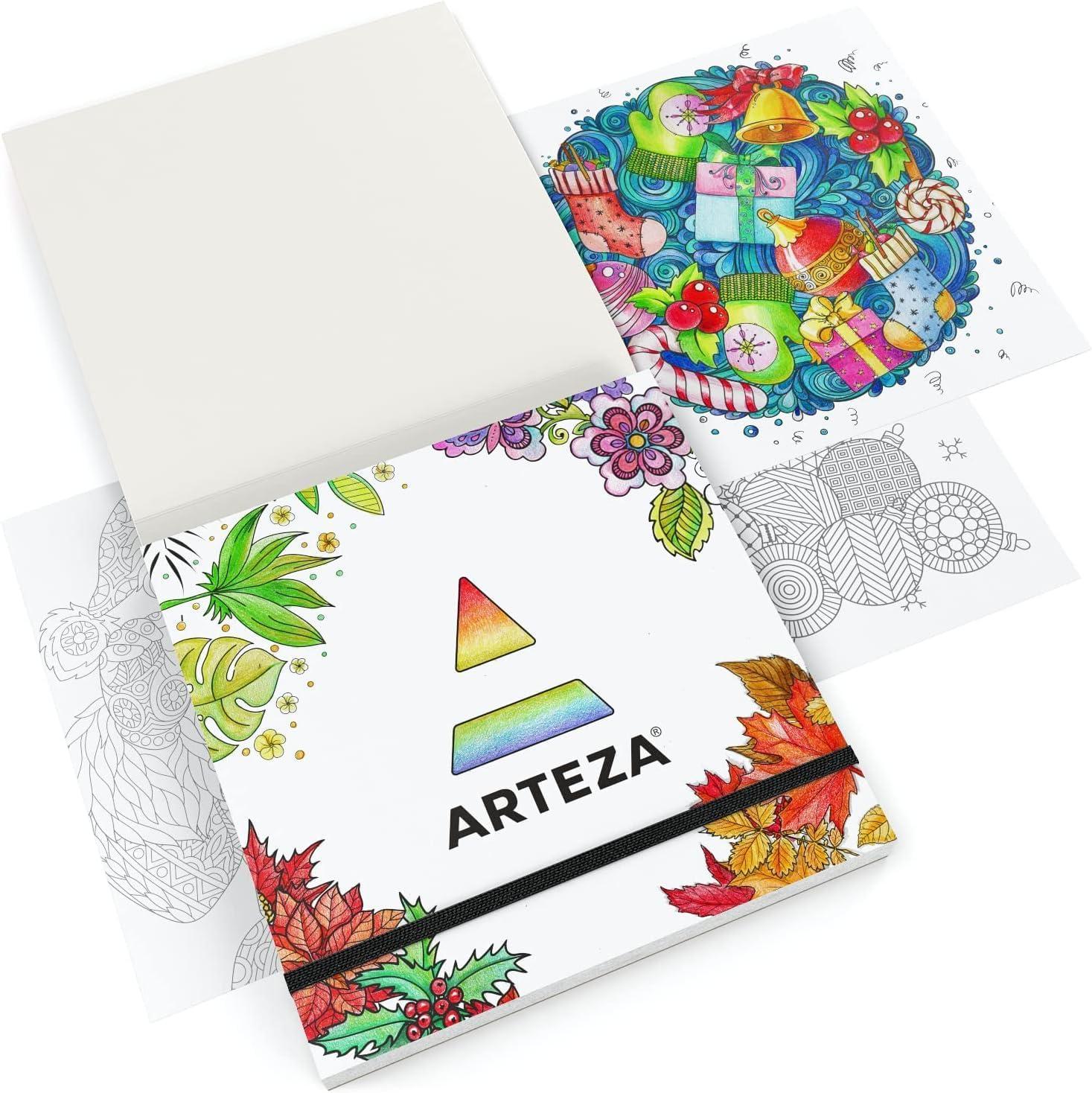 imageARTEZA Adult Coloring Book Mandala Designs 72 Sheets 64x64 Inches Coloring Pages 100 lb PaperWhite
