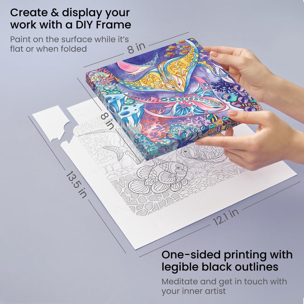 imageARTEZA Adult Coloring Book Ocean Illustrations 30 Sheets 121x135 Inches DIY Coloring Pages Fold into 8x8 Inches Frames 215 lb Paper204 x 204