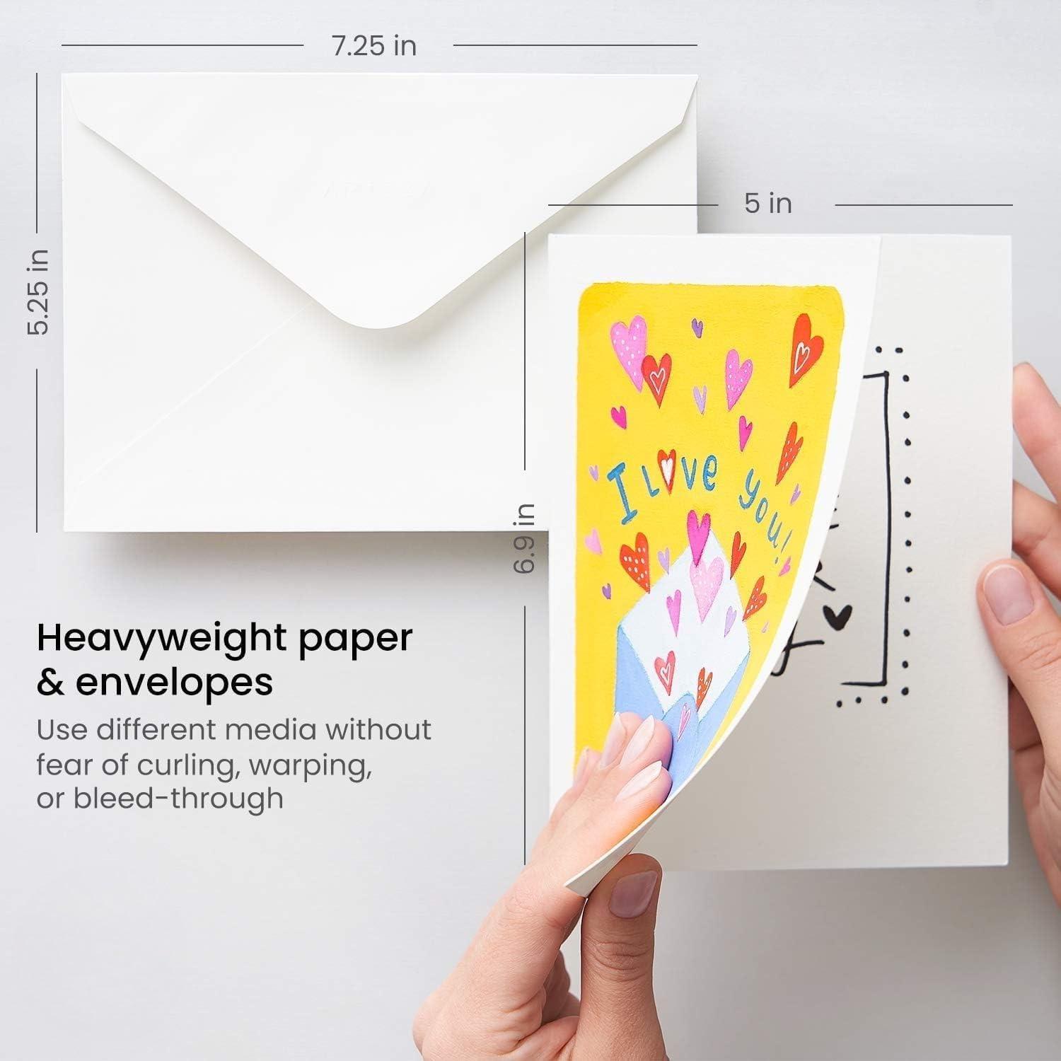 imageARTEZA Blank Watercolor Cards with Envelopes Set of 25 5x69 Inches 140 lb Watercolor Postcards 100 Cotton Note Cards25 Pack 5x7 Inch