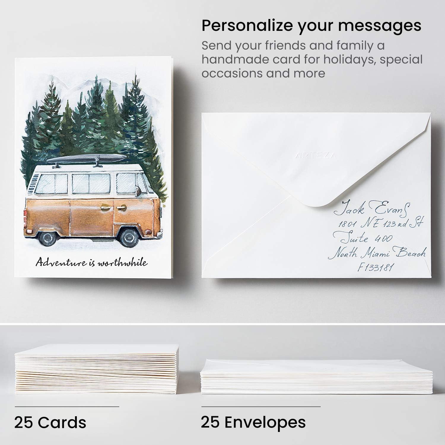 imageARTEZA Blank Watercolor Cards with Envelopes Set of 25 5x69 Inches 140 lb Watercolor Postcards 100 Cotton Note Cards25 Pack 5x7 Inch