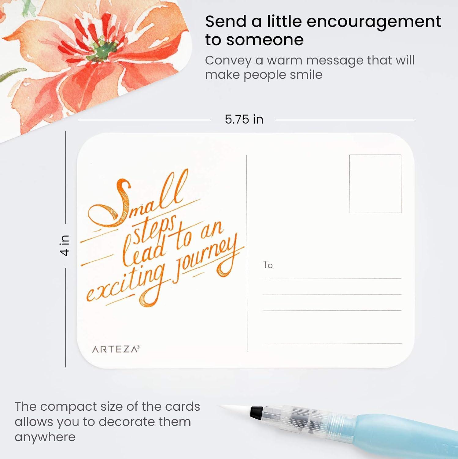 imageARTEZA Blank Watercolor Cards with Envelopes Set of 25 5x69 Inches 140 lb Watercolor Postcards 100 Cotton Note Cards30 pack 4x6 Inch