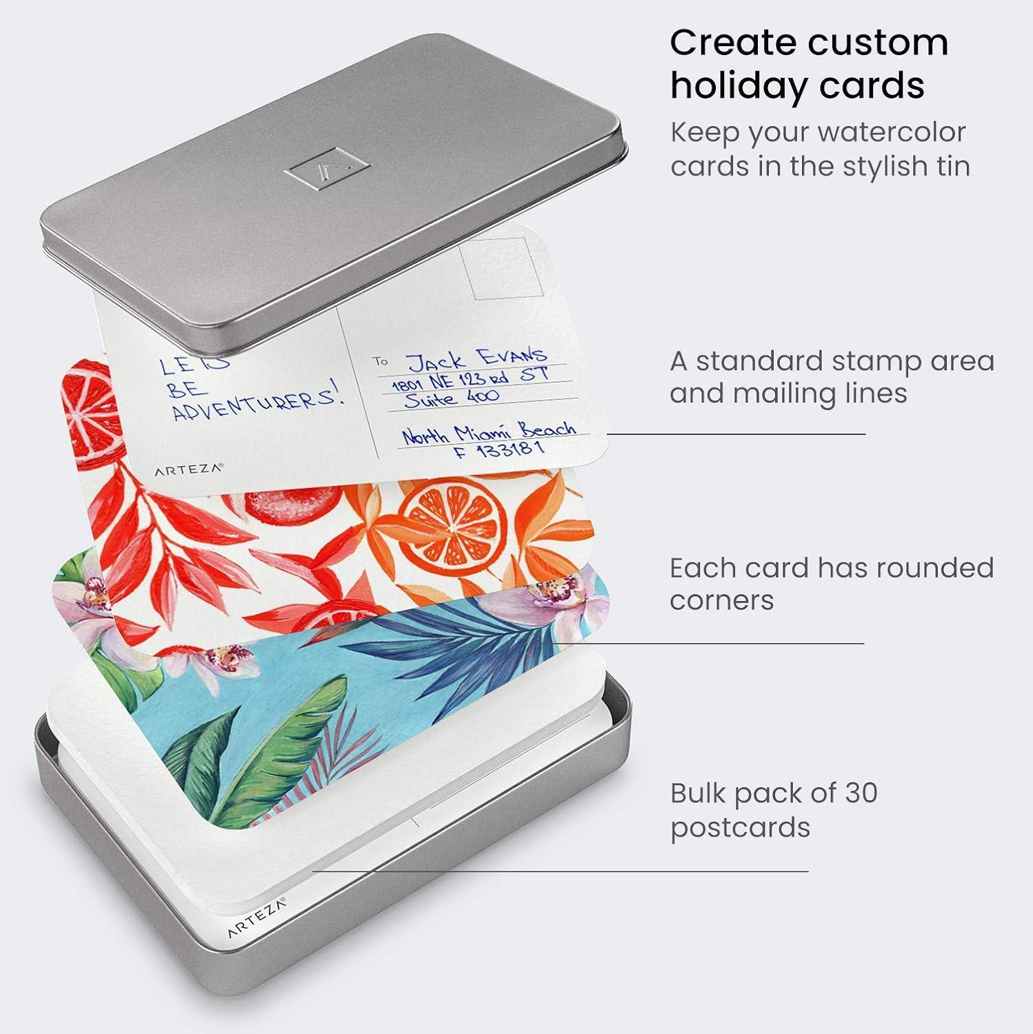 imageARTEZA Blank Watercolor Cards with Envelopes Set of 25 5x69 Inches 140 lb Watercolor Postcards 100 Cotton Note Cards30 pack 4x6 Inch