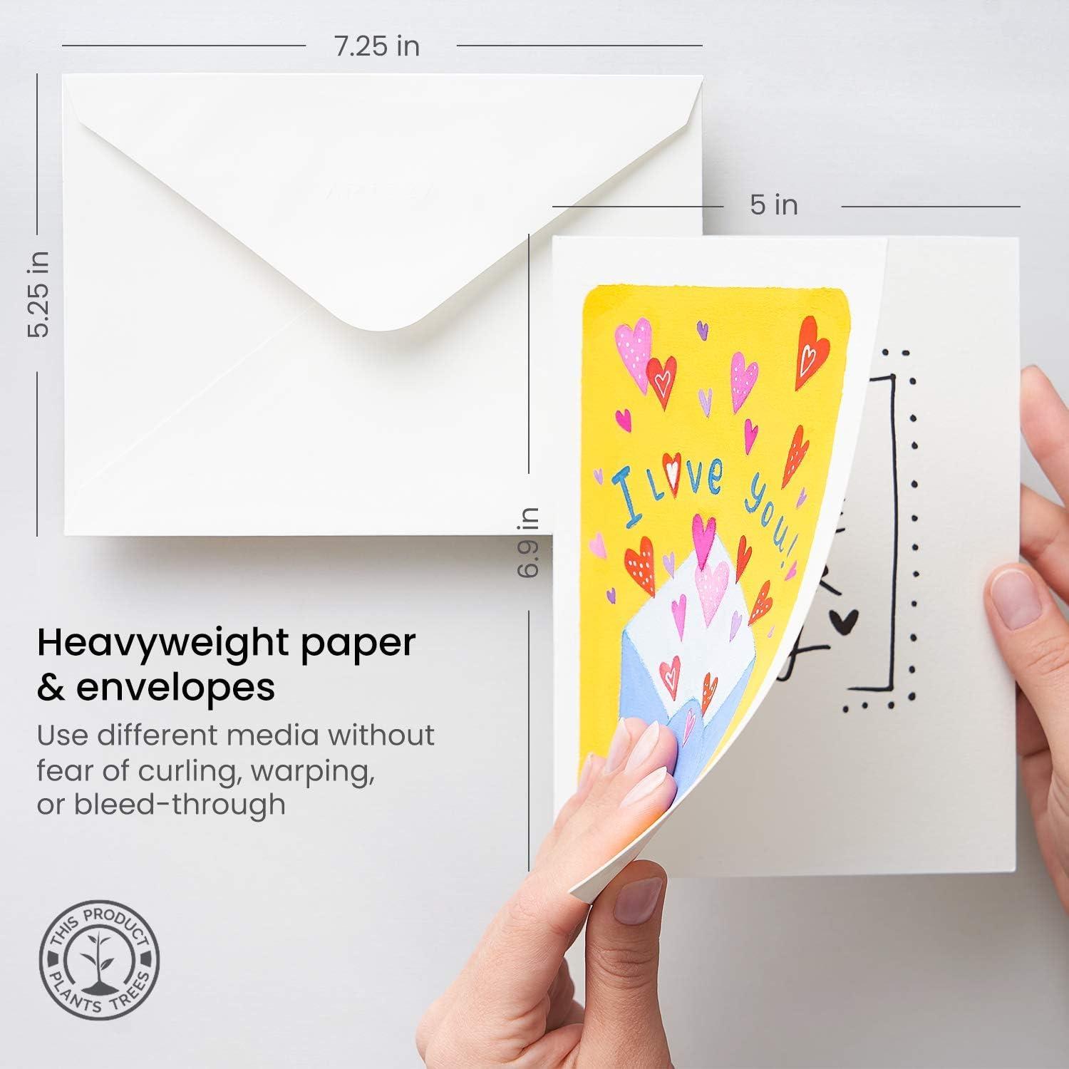imageARTEZA Blank Watercolor Cards with Envelopes Set of 25 5x69 Inches 140 lb Watercolor Postcards 100 Cotton Note Cards50 pack 5x7 Inch