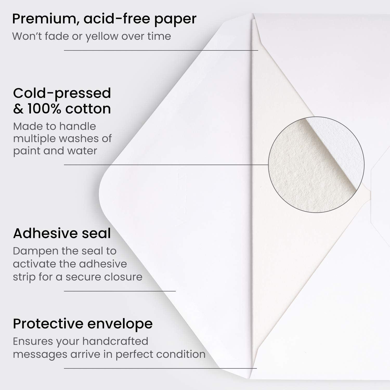 imageARTEZA Blank Watercolor Cards with Envelopes Set of 25 5x69 Inches 140 lb Watercolor Postcards 100 Cotton Note Cards50 pack 5x7 Inch