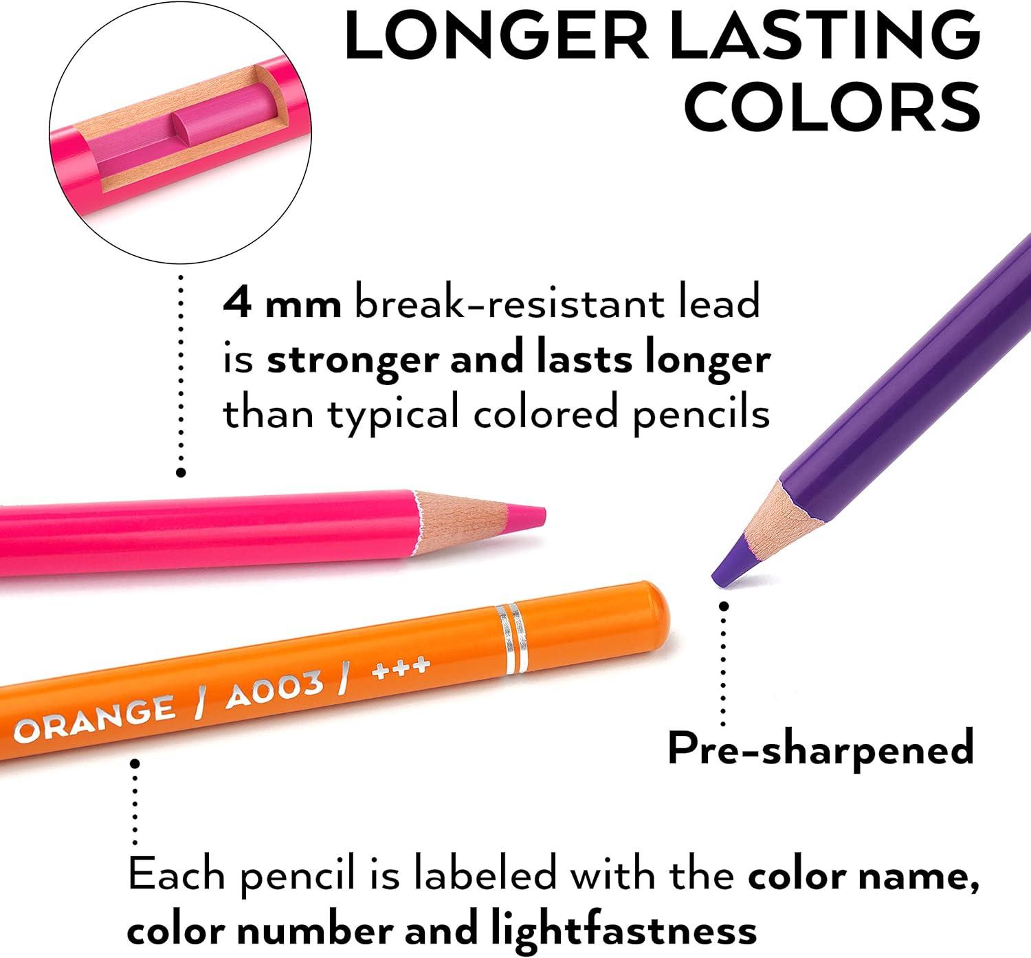 imageARTEZA Colored Pencils 120 WaxBased Color Pencils Vibrant Coloring Pencils in Tin Box for Adults Professional Art Supplies