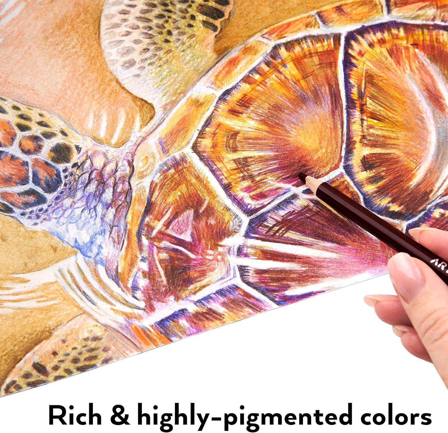 imageARTEZA Colored Pencils 120 WaxBased Color Pencils Vibrant Coloring Pencils in Tin Box for Adults Professional Art Supplies
