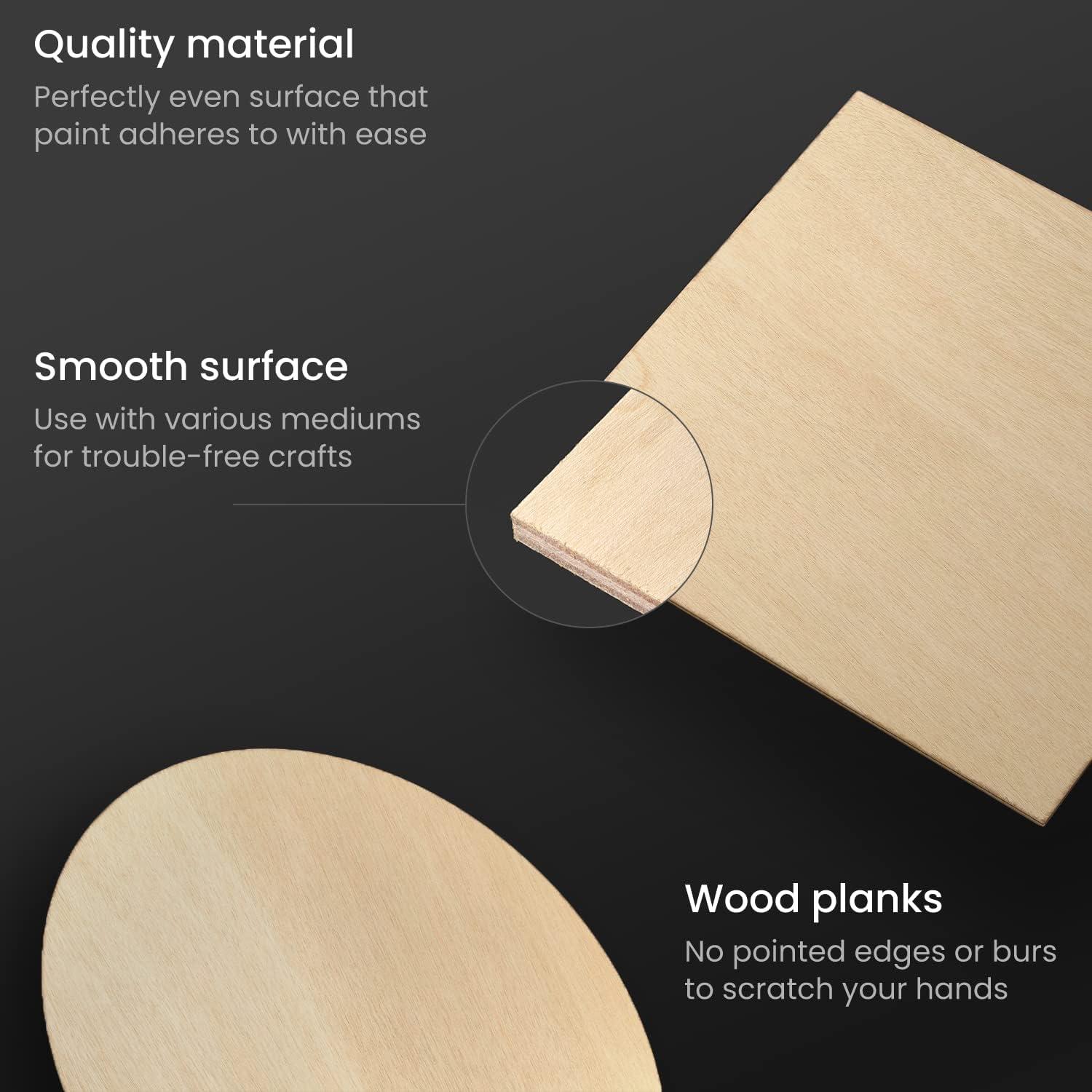 imageARTEZA MDF Wood Slices Set of 10 5 x 118Inch Circles and 5 x 905Inch Squares Unfinished Wooden Pieces for DIY Craft and Art Projects10 Pieces