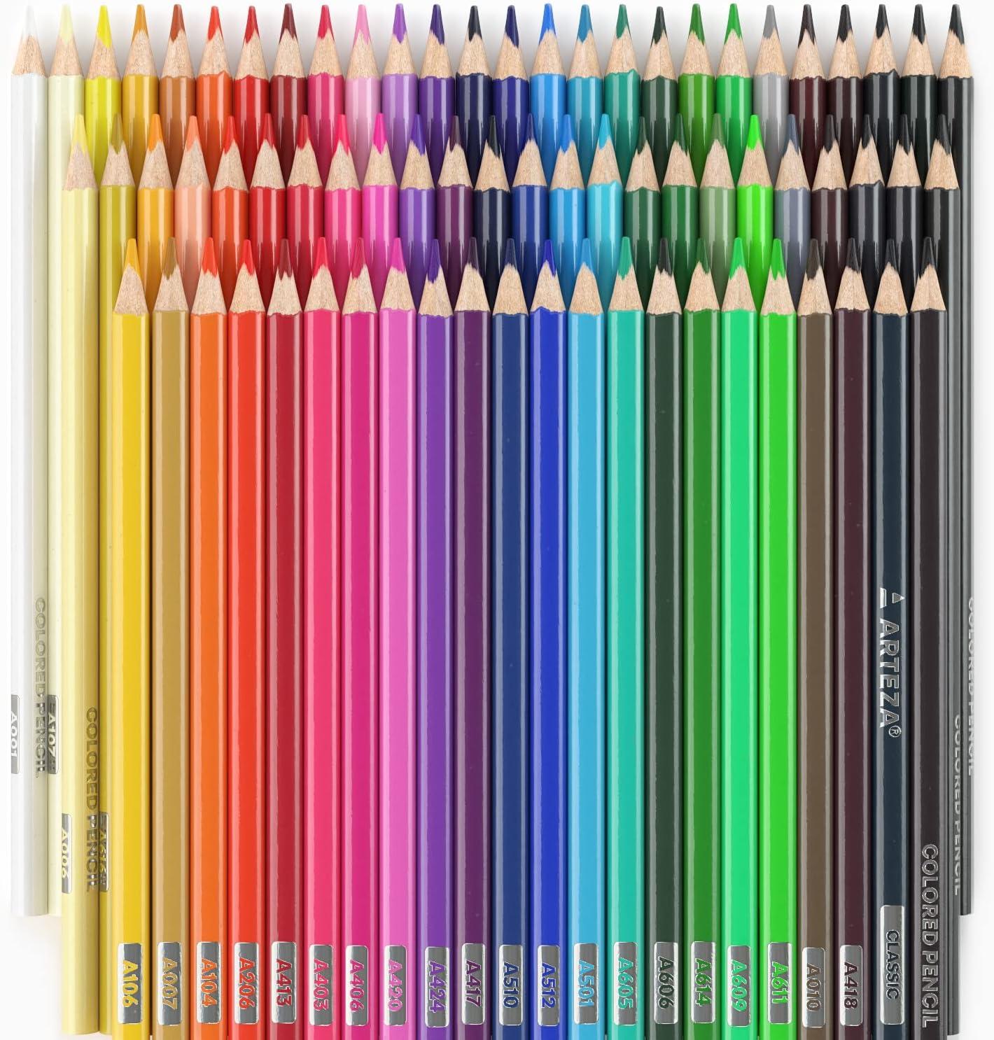 imageARTEZA Metallic Colored Pencils 50 Coloring Pencils Triangular Grip PreSharpened Metallic Pencils Set Art Supplies for DrawingColored