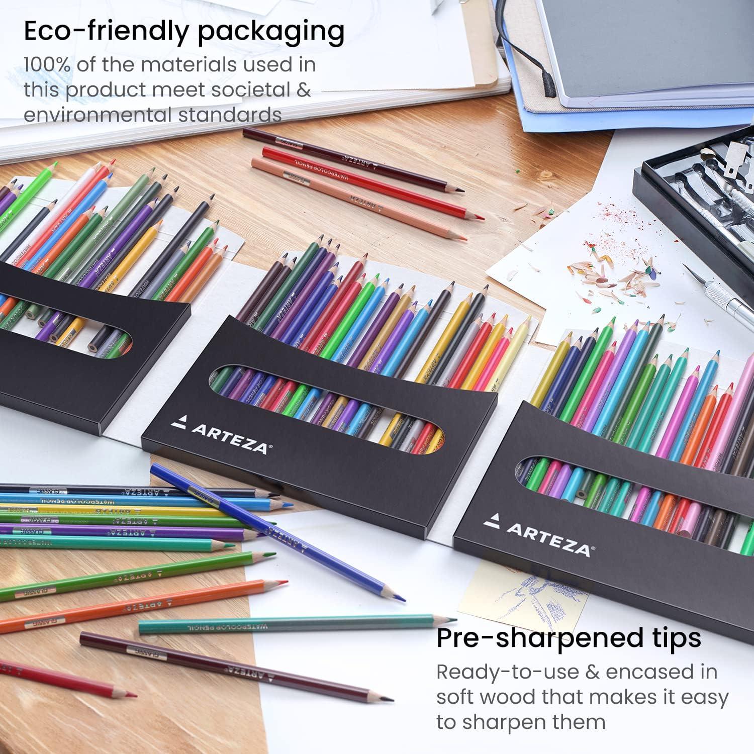imageARTEZA Metallic Colored Pencils 50 Coloring Pencils Triangular Grip PreSharpened Metallic Pencils Set Art Supplies for DrawingWatercolor