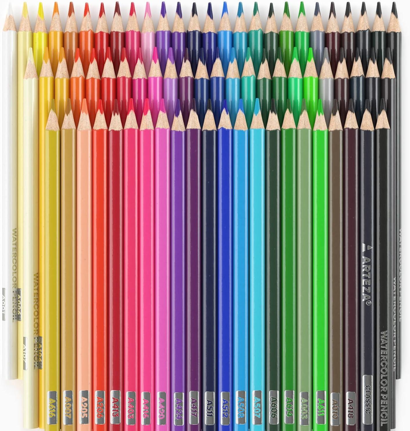 imageARTEZA Metallic Colored Pencils 50 Coloring Pencils Triangular Grip PreSharpened Metallic Pencils Set Art Supplies for DrawingWatercolor