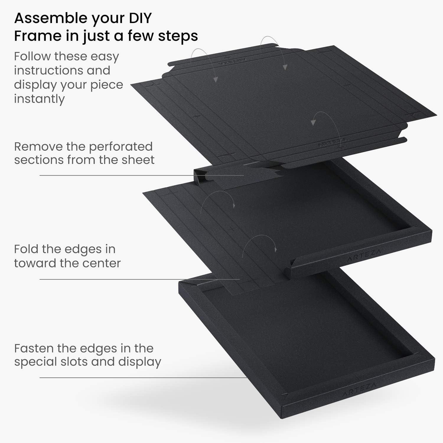 imageARTEZA Mixed Media Paper Foldable Canvas Pad 8x11 Inches 20 Sheets Black Paper
