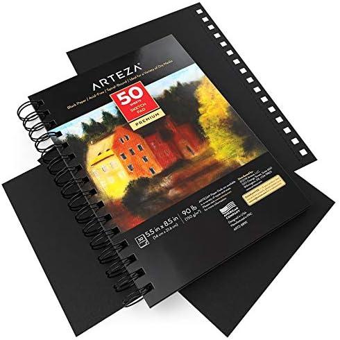 imageARTEZA Spiral Sketch Book 55x85 Black Art Paper Drawing Pad 3 Pack 50 Sheets Sketch Pads for Drawing55x85 inch