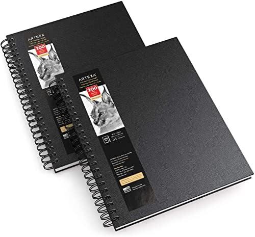 imageARTEZA Spiral Sketch Book 9x12 Drawing Pad 2 Pack 100 Sheets Sketch Pads for Drawing for Adults ampamp TeensBlack