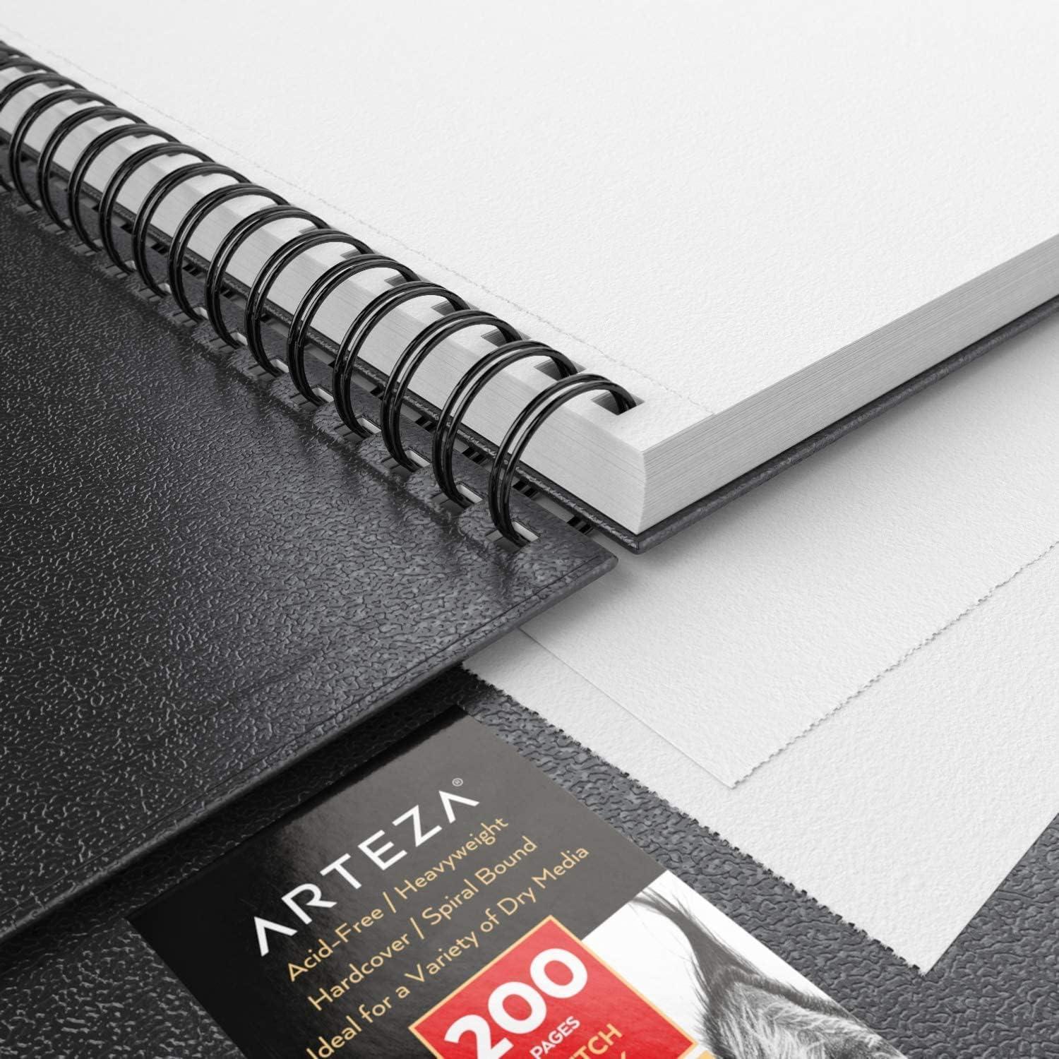 imageARTEZA Spiral Sketch Book 9x12 Drawing Pad 2 Pack 100 Sheets Sketch Pads for Drawing for Adults ampamp TeensBlack
