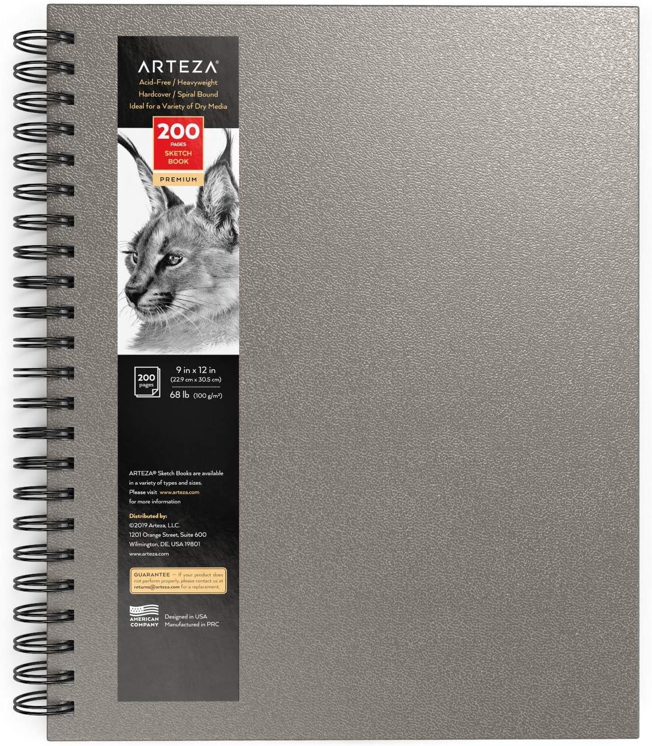 imageARTEZA Spiral Sketch Book 9x12 Drawing Pad 2 Pack 100 Sheets Sketch Pads for Drawing for Adults ampamp TeensGray