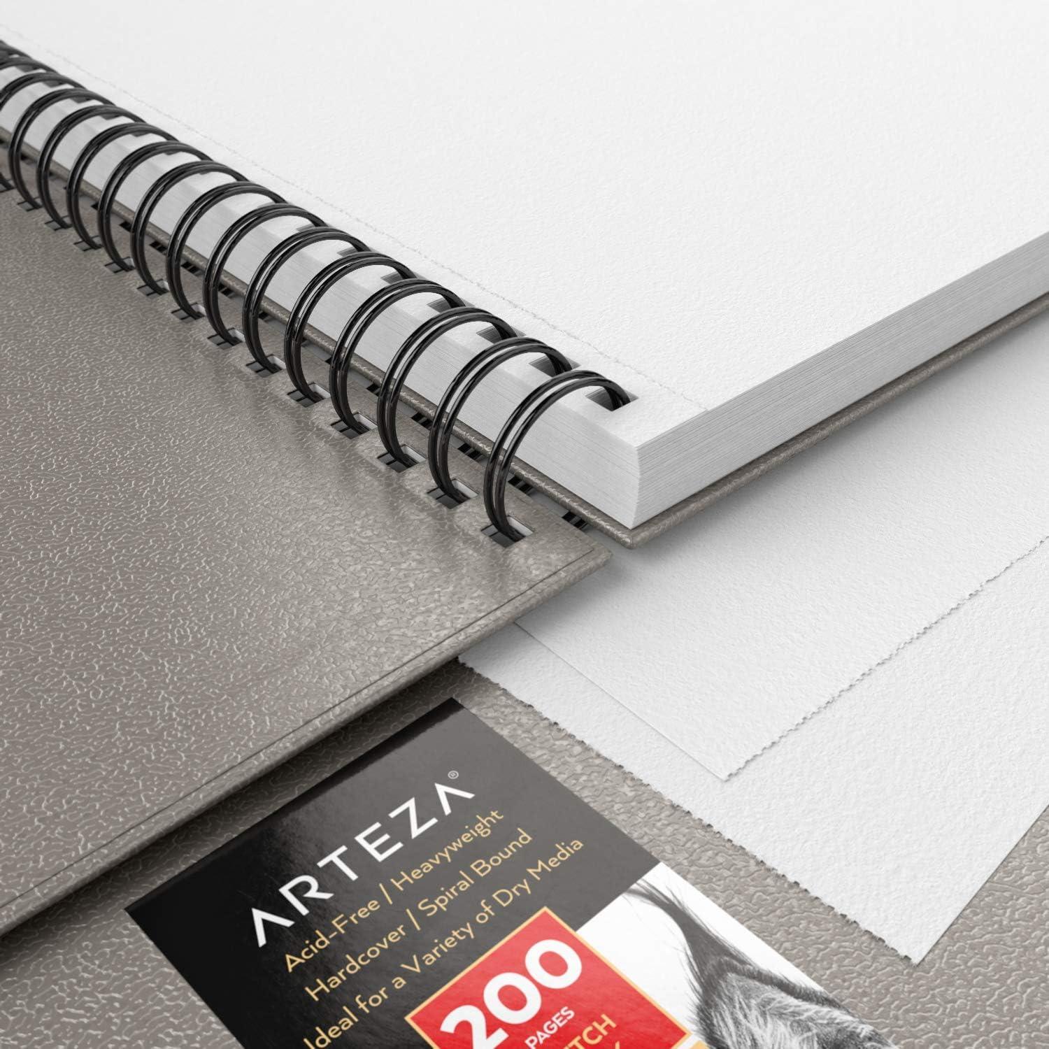 imageARTEZA Spiral Sketch Book 9x12 Drawing Pad 2 Pack 100 Sheets Sketch Pads for Drawing for Adults ampamp TeensGray