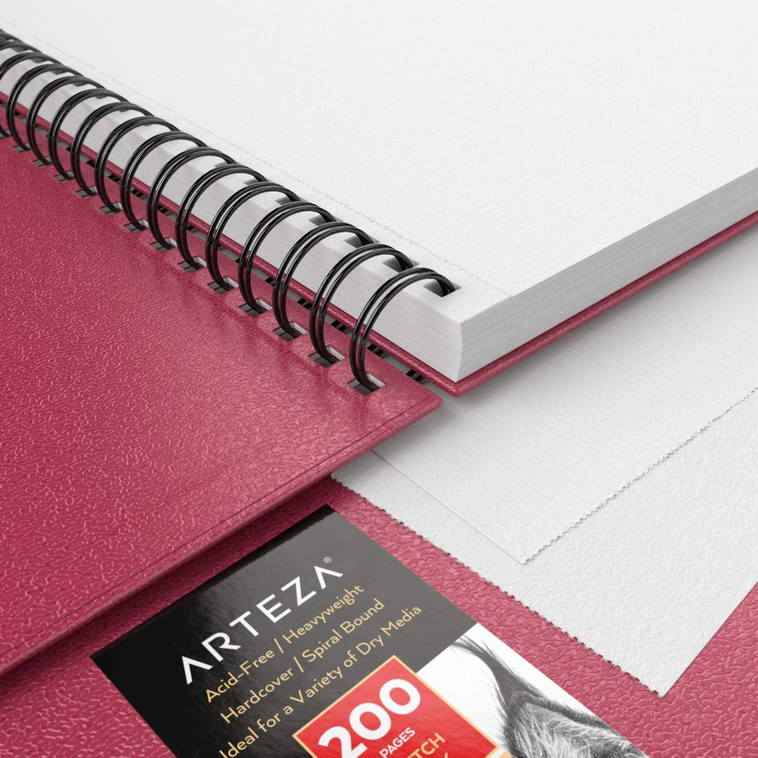 imageARTEZA Spiral Sketch Book 9x12 Drawing Pad 2 Pack 100 Sheets Sketch Pads for Drawing for Adults ampamp TeensPink