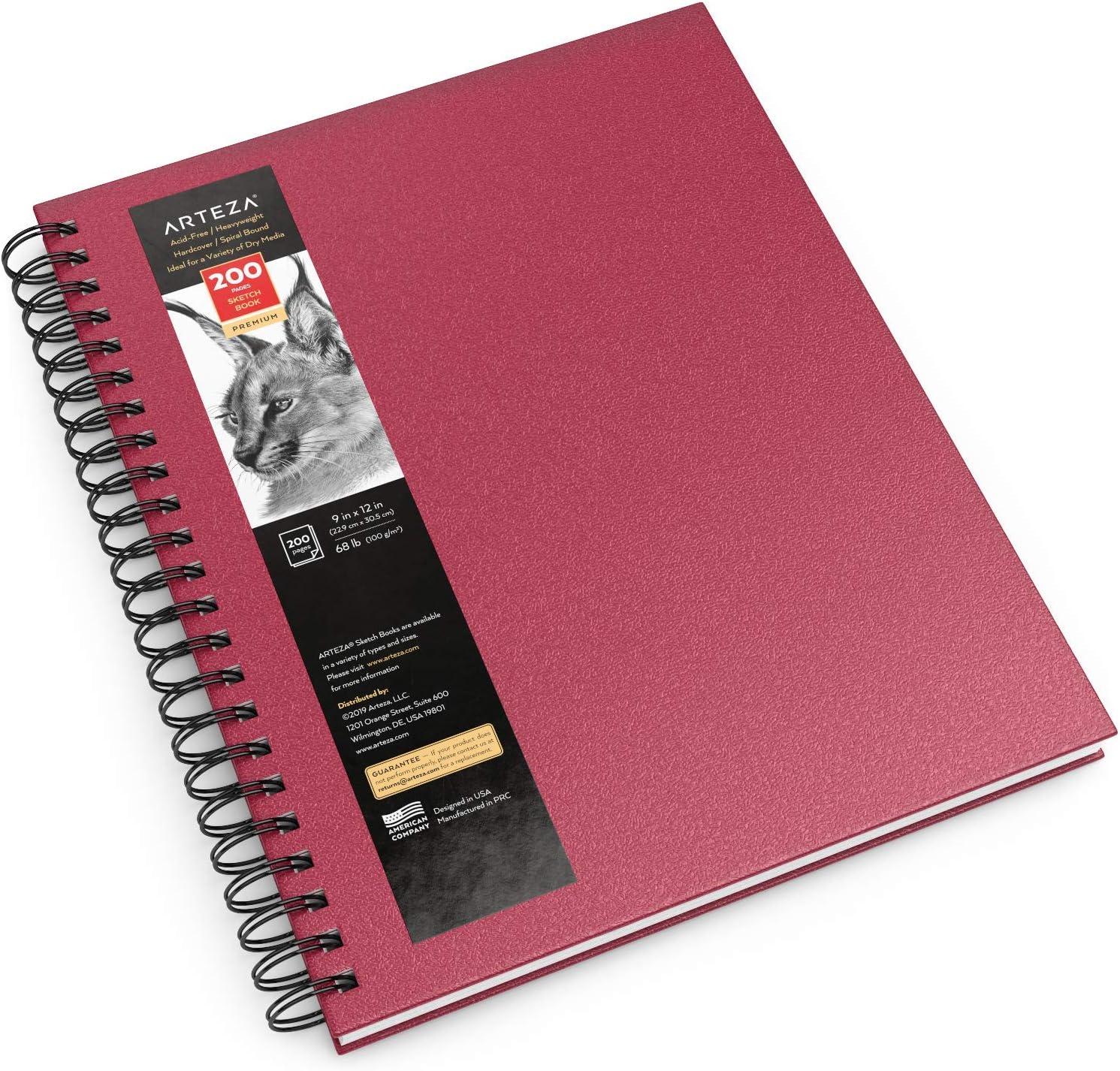 imageARTEZA Spiral Sketch Book 9x12 Drawing Pad 2 Pack 100 Sheets Sketch Pads for Drawing for Adults ampamp TeensPink