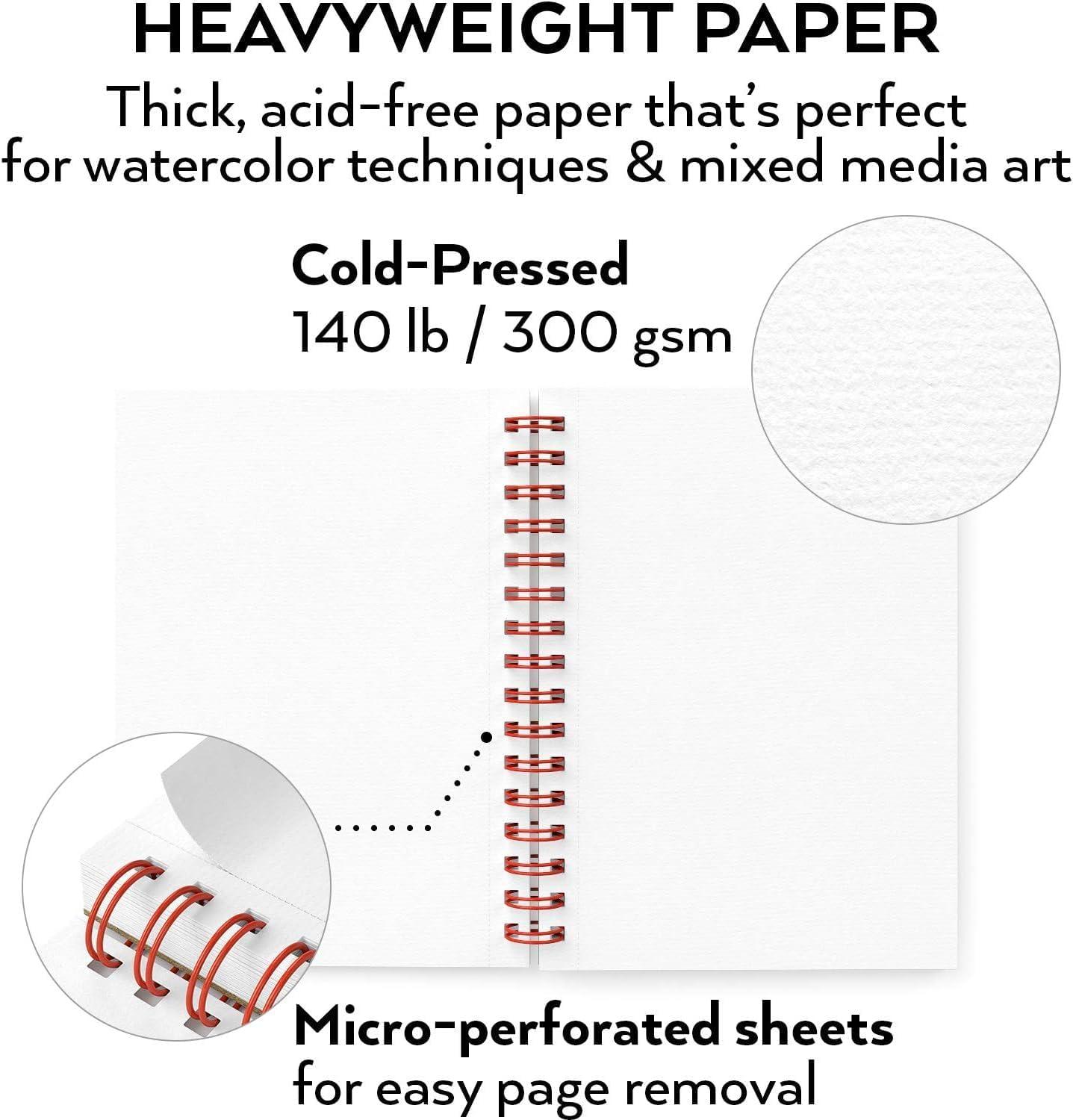 imageARTEZA Watercolor Paper Pack of 3 30 Sheets Each 55x85 Inches Water Pad Spiral Bound 140lb300gsm Cold Press Acid Free Art PaperWhite