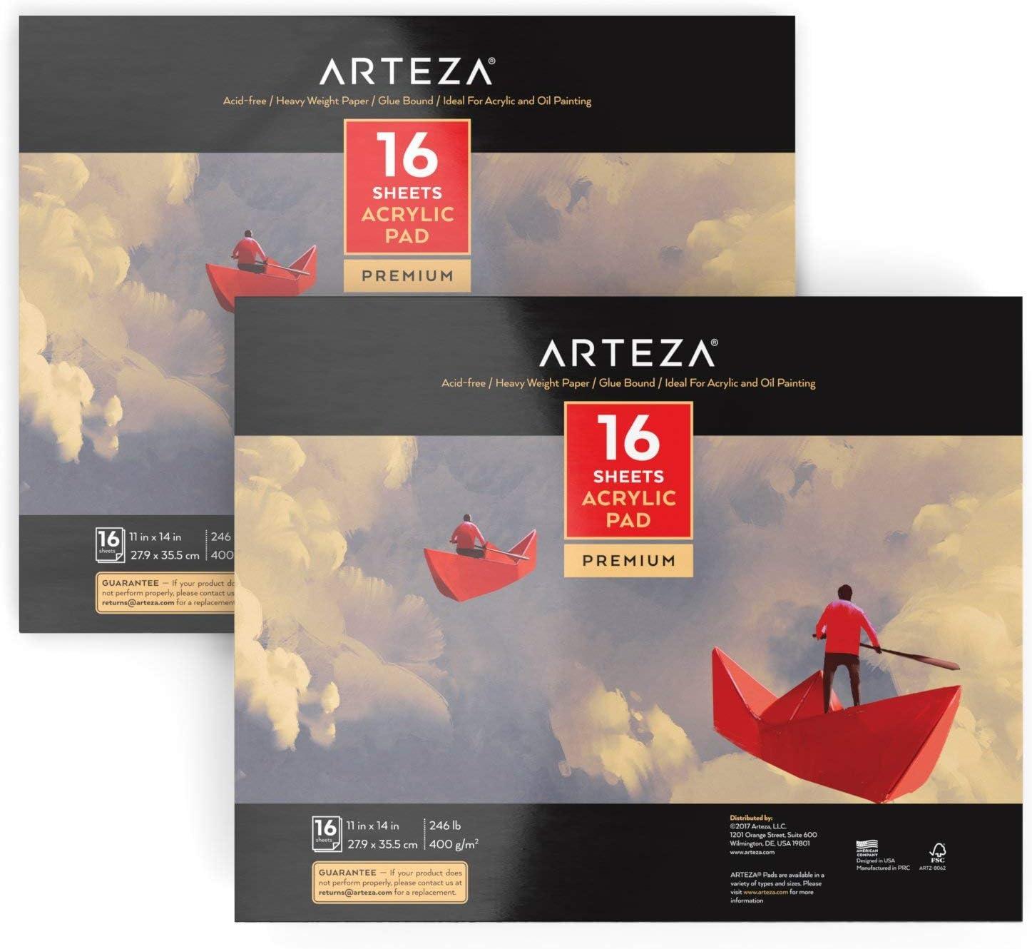 imageARTEZA White Acrylic Pad Pack of 2 6 x 6 Inches 16 Sheets Each Painting ampamp Drawing Pad with Thick 246lb Paper for Acrylic Painting Oil Painting ampamp DrawingWhite