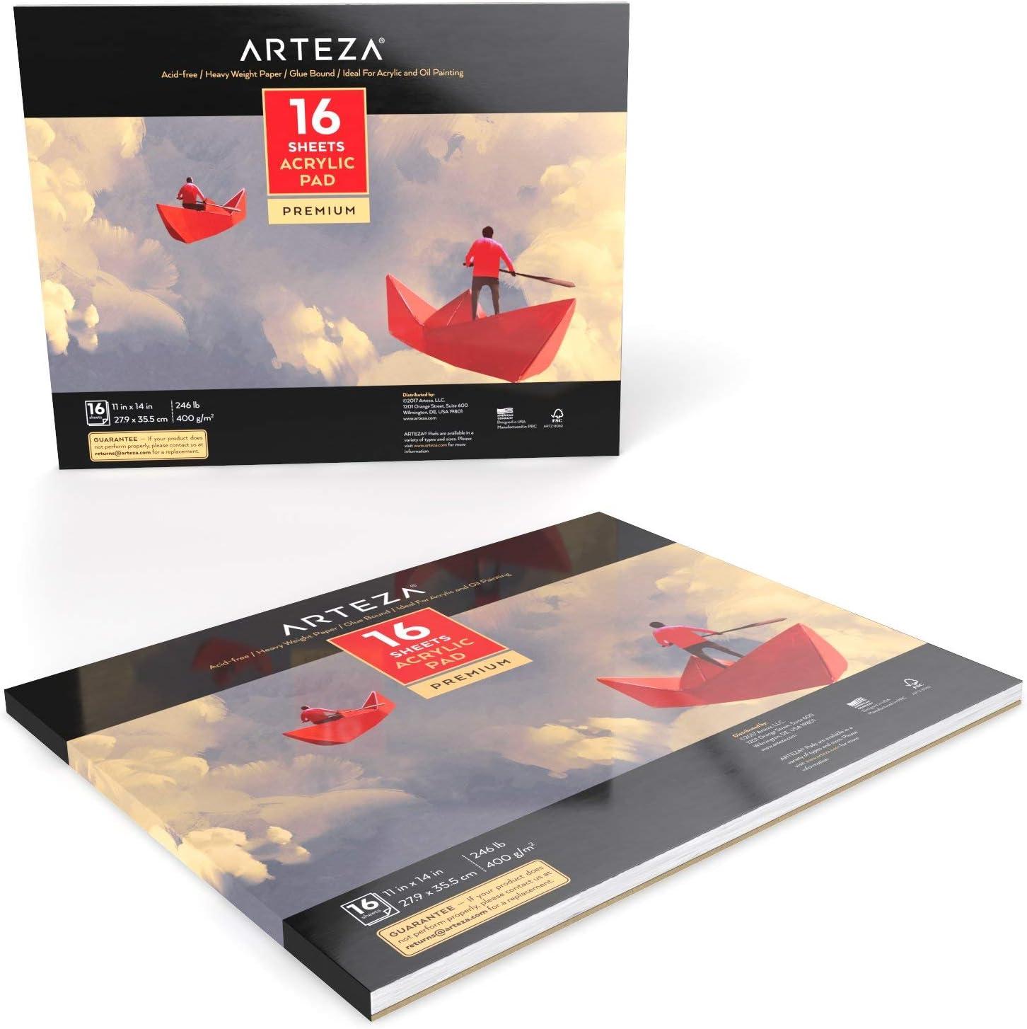 imageARTEZA White Acrylic Pad Pack of 2 6 x 6 Inches 16 Sheets Each Painting ampamp Drawing Pad with Thick 246lb Paper for Acrylic Painting Oil Painting ampamp DrawingWhite