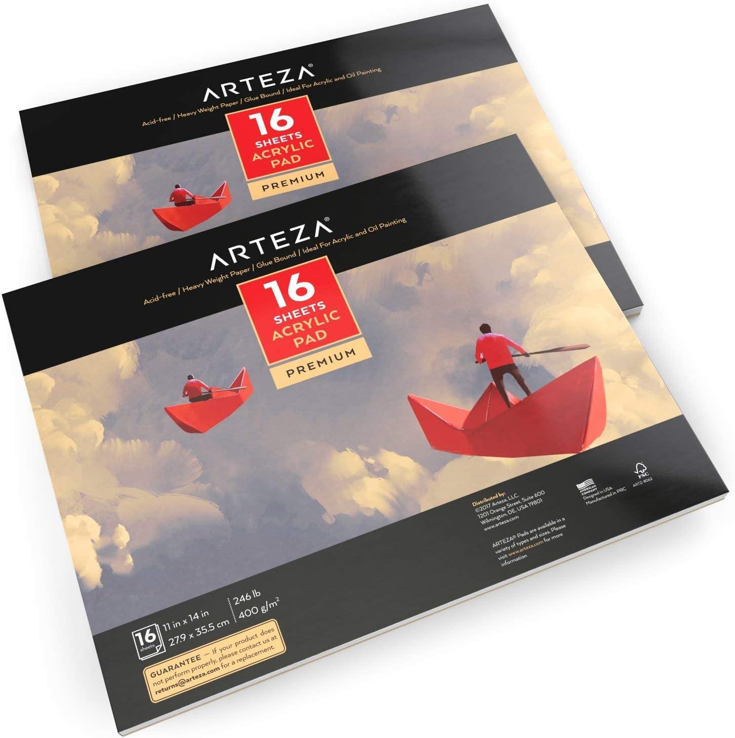 imageARTEZA White Acrylic Pad Pack of 2 6 x 6 Inches 16 Sheets Each Painting ampamp Drawing Pad with Thick 246lb Paper for Acrylic Painting Oil Painting ampamp DrawingWhite