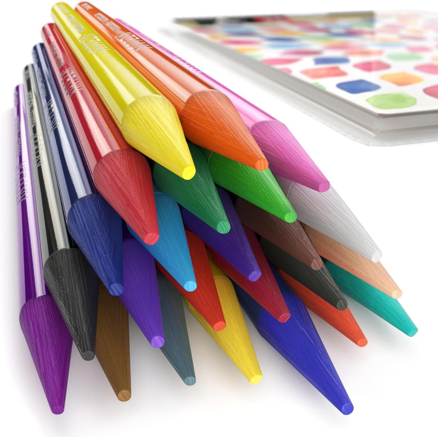 imageARTEZA Woodless Watercolor Pencils 24 Drawing Pencils Colored Pencils Set for Adults Art Supplies for Blending and Layering