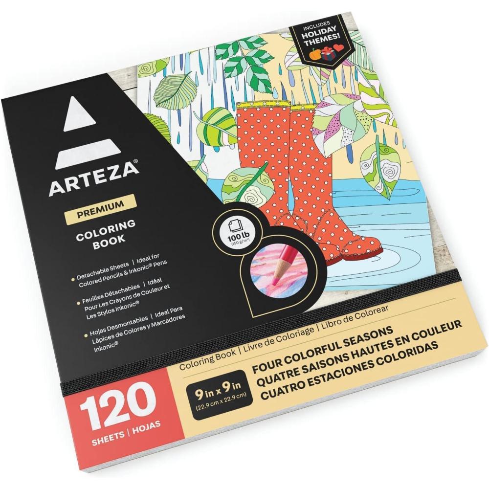 imageARTEZA Adult Coloring Book Mandala Designs 72 Sheets 64x64 Inches Coloring Pages 100 lb PaperWhite