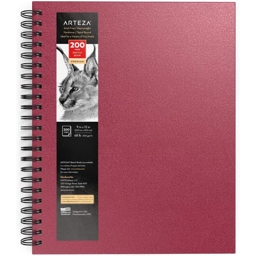 imageARTEZA Spiral Sketch Book 9x12 Drawing Pad 2 Pack 100 Sheets Sketch Pads for Drawing for Adults ampamp TeensPink
