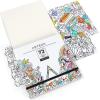 ARTEZA Adult Coloring Book, 4 Seasons Theme, 120 Sheets, 9×9 Inches Coloring Pages, 100 lb Paper(Animal & Doodle Designs)
