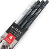 ARTEZA Charcoal Pencil Set, 3 Black Pencils – Soft, Medium, and Hard, and 1 White Pencil – Medium, Art Supplies for Drawing, Sketching & Shading