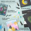ARTEZA Mixed Media Paper Foldable Canvas Pad, 9.5×9.5 Inches, 20 Sheets, Black Paper