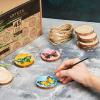 ARTEZA Natural Wood Slices, 3.5-4 Inch Diameter, Set of 25, Brown Round Pine Wood Discs with Bark for Crafts, Christmas Ornaments, Centerpieces(Small)