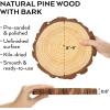 ARTEZA Natural Wood Slices, 3.5-4 Inch Diameter, Set of 25, Brown Round Pine Wood Discs with Bark for Crafts, Christmas Ornaments, Centerpieces(youth large / 11-13)