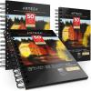ARTEZA Spiral Sketch Book 5.5×8.5 Black Art Paper Drawing Pad 3 Pack 50 Sheets Sketch Pads for Drawing(5.5×8.5 inch – 3 pack)
