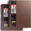 ARTEZA Spiral Sketch Book 9×12 Drawing Pad 2 Pack 100 Sheets Sketch Pads for Drawing for Adults & Teens(Brown)