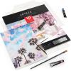 ARTEZA Watercolor Paper Foldable Canvas Pad, 9.53×9.53 Inches, 10 Sheets, Cotton Paper(White)