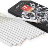 ARTEZA White Charcoal Pencils, Pack of 12, Smooth Medium-Hard Sketching Crayons(12 Count (Pack of 1))