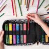 Arteza Pencil Case Organizer, 64 Elastic Slots, Paint Splatter Pattern, Large Capacity, Holds Up to 205 Pencils, Pens, and Markers(Black & White)