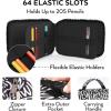 Arteza Pencil Case Organizer, 64 Elastic Slots, Paint Splatter Pattern, Large Capacity, Holds Up to 205 Pencils, Pens, and Markers(Black & White)