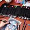 Arteza Pencil Case Organizer, 64 Elastic Slots, Paint Splatter Pattern, Large Capacity, Holds Up to 205 Pencils, Pens, and Markers(Black & White)