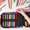 Arteza Pencil Case Organizer, 64 Elastic Slots, Paint Splatter Pattern, Large Capacity, Holds Up to 205 Pencils, Pens, and Markers(Paint Splatter Pattern)