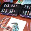 Arteza Pencil Case Organizer, 64 Elastic Slots, Paint Splatter Pattern, Large Capacity, Holds Up to 205 Pencils, Pens, and Markers(Paint Splatter Pattern)