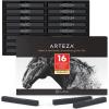 ARTEZA Compressed Charcoal Sticks Set of 16 – Medium and Hard Drawing Crayons for Sketching, Shading, Line Work in Charcoal Art and Figure Drawing