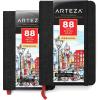 ARTEZA Hardcover Mini Sketch Book 3.5 x 5.5 Drawing Pad 2 Pack 88 Sheets Sketch Pads for Drawing for Adults & Teens(3.5×5.5″ 2 Pack)
