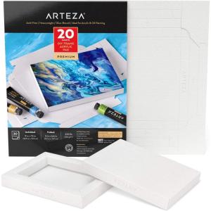ARTEZA Acrylic Paper Foldable Canvas Pad, 5×6.6 Inches, 20 Sheets, DIY Frame(Acrylic Paper)