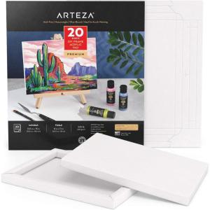 ARTEZA Acrylic Paper Foldable Canvas Pad, 8×11 Inches, 20 Sheets, DIY Frame